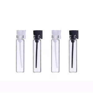 Portable black white plug 1ml 1.5ml 2ml 3ml mini glass subpackage clear bottles small empty perfume bottle sample test tube thin vials 