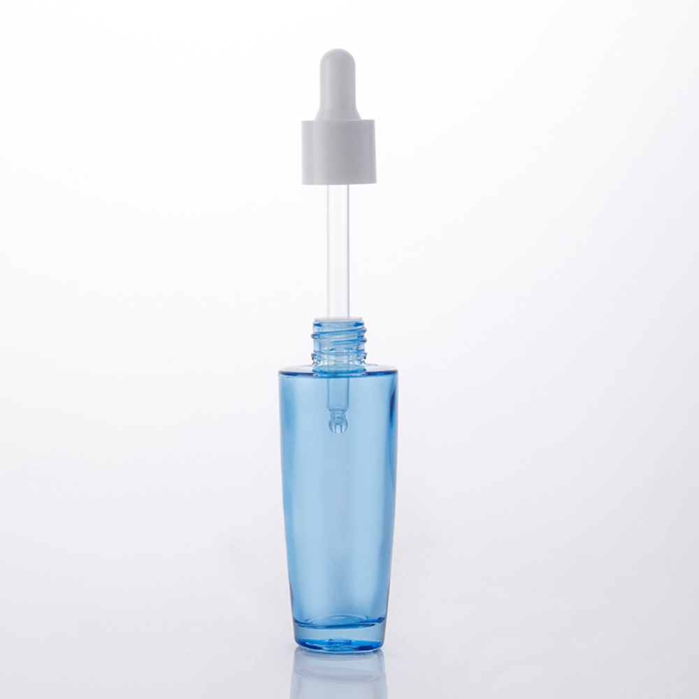 40ml flat shoulder essential oil bottles serum liquid blue cosmetic glass dropper bottle for essential oil