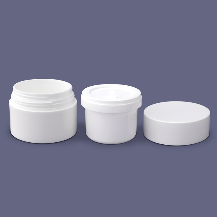 New Product Exquisite Multipurpose Empty Eye Cream Sunscreen Container 30g 50g Frosted Round Shape Refillable Replaceable Double Wall Face Cream Jar Plastic